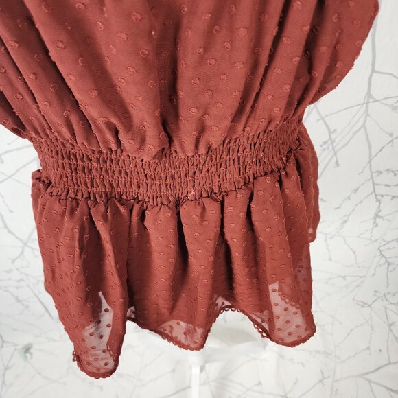 Torrid Burnt Orange Textured Polkadot Georgette Cinched Waist Cami - Picture 5 of 7